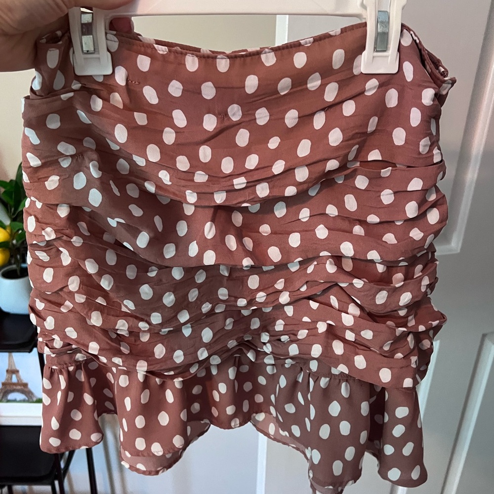 Abercrombie & Fitch Dusty Rose Polka Dot Ruffle Mini Skirt
